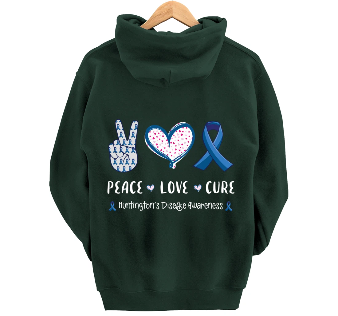 Peace Love cure Huntington's disease HD awareness men women Pullover Hoodie