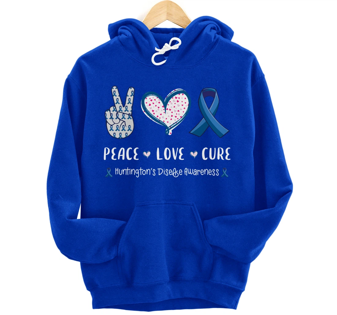 Peace Love cure Huntington's disease HD awareness men women Pullover Hoodie