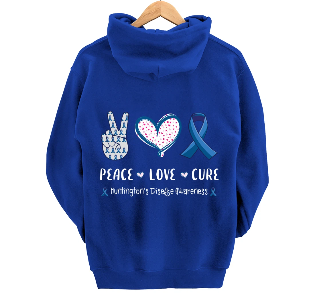 Peace Love cure Huntington's disease HD awareness men women Pullover Hoodie