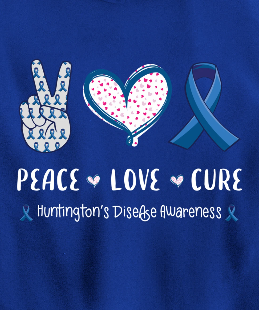 Peace Love cure Huntington's disease HD awareness men women Pullover Hoodie