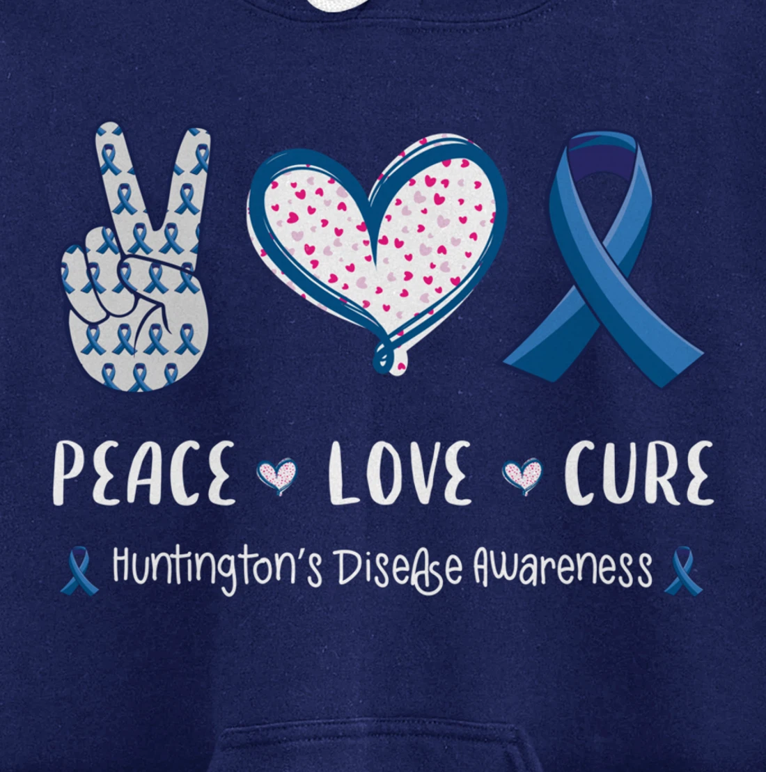 Peace Love cure Huntington's disease HD awareness men women Pullover Hoodie