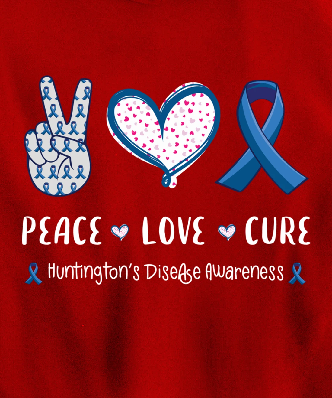 Peace Love cure Huntington's disease HD awareness men women Pullover Hoodie