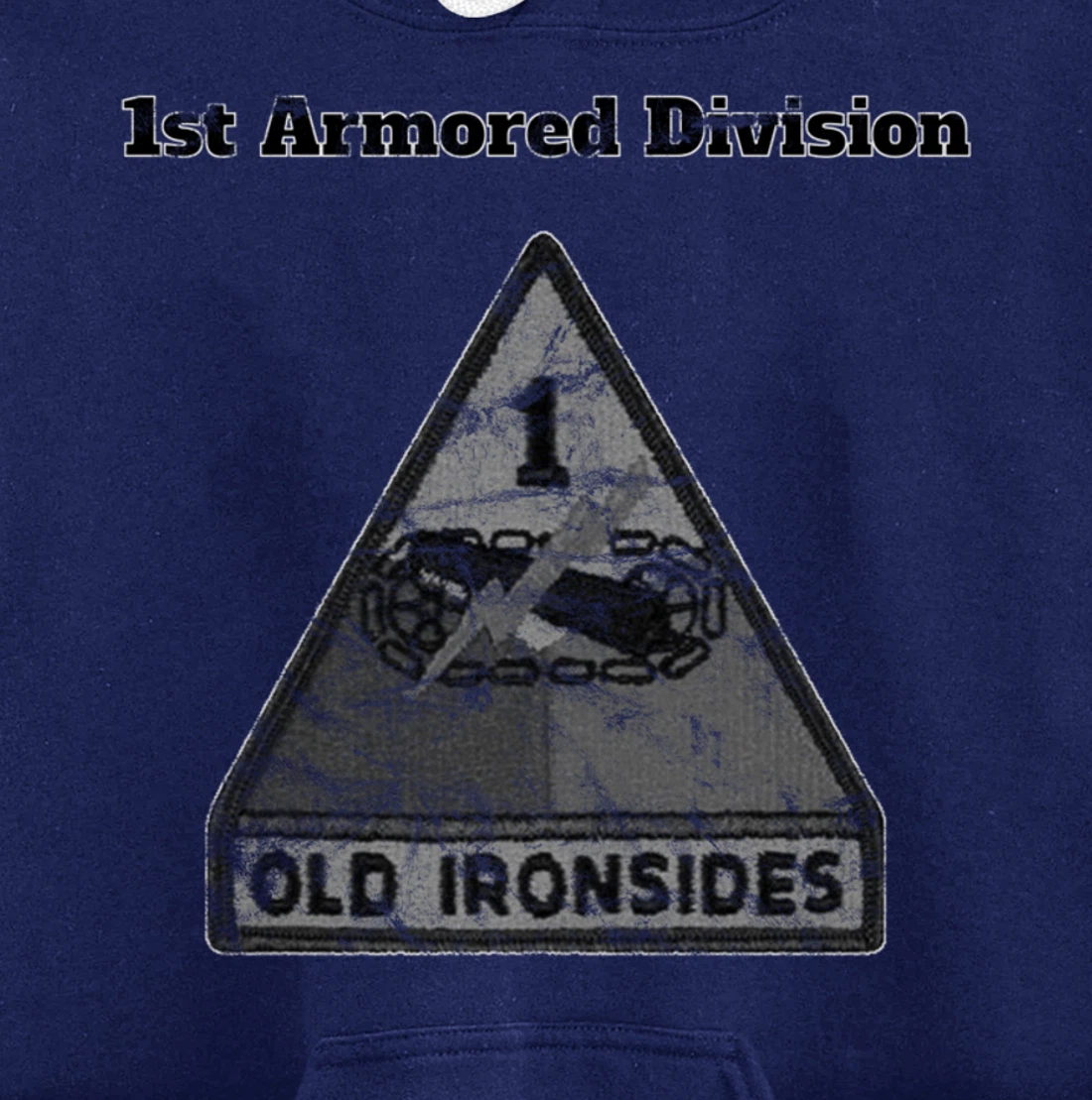 1st Armored Div - Old Ironsides Grayscale Distressed design Pullover Hoodie