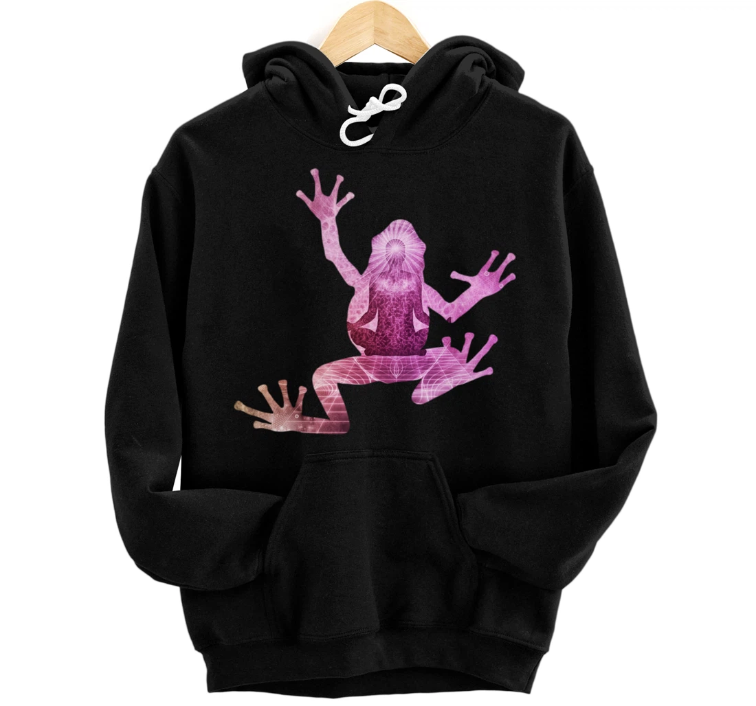 Frog Spirit Animal Enlightened Chakra Yoga Meditation Pink Pullover Hoodie