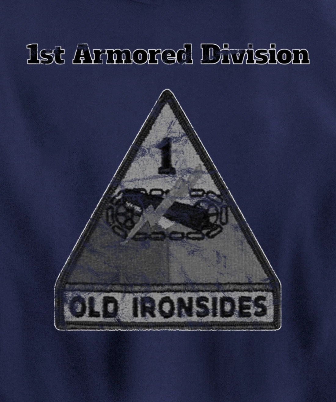 1st Armored Div - Old Ironsides Grayscale Distressed design Pullover Hoodie