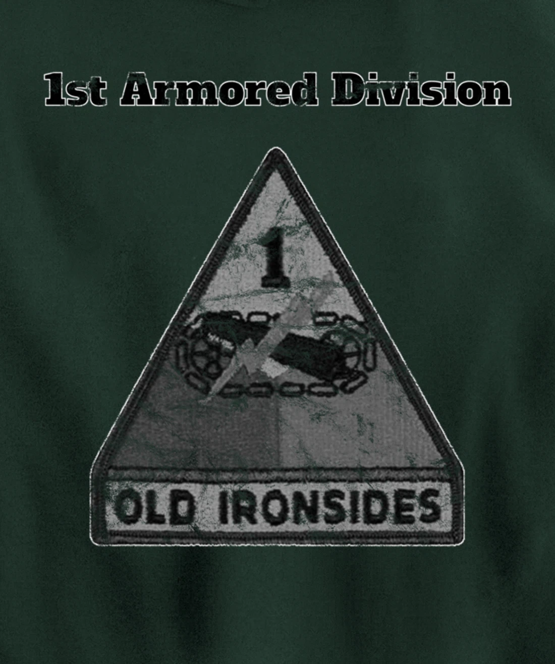 1st Armored Div - Old Ironsides Grayscale Distressed design Pullover Hoodie