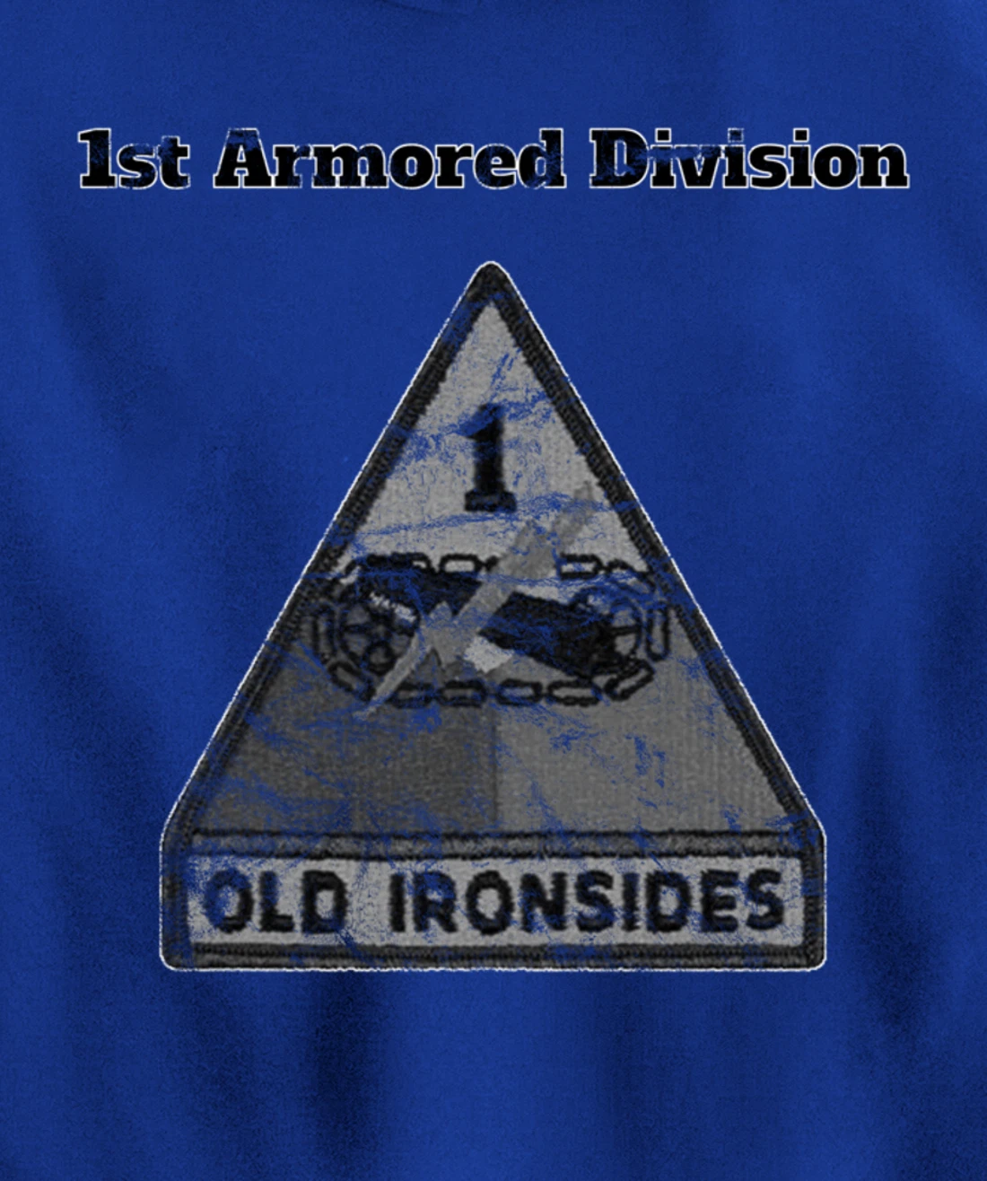 1st Armored Div - Old Ironsides Grayscale Distressed design Pullover Hoodie