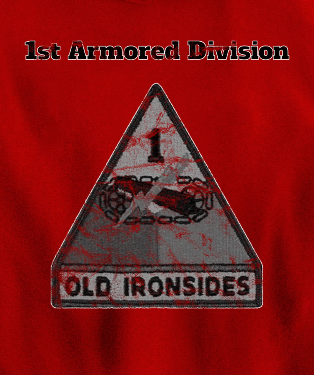 1st Armored Div - Old Ironsides Grayscale Distressed design Pullover Hoodie