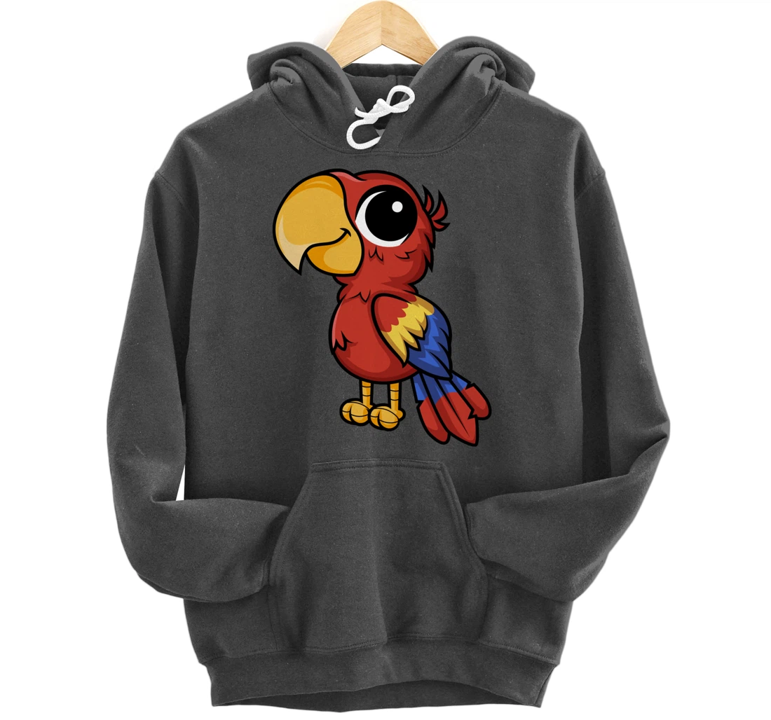 Macaw Parrot Anime Chibi Kawaii Japanese Funny Design Pullover Hoodie