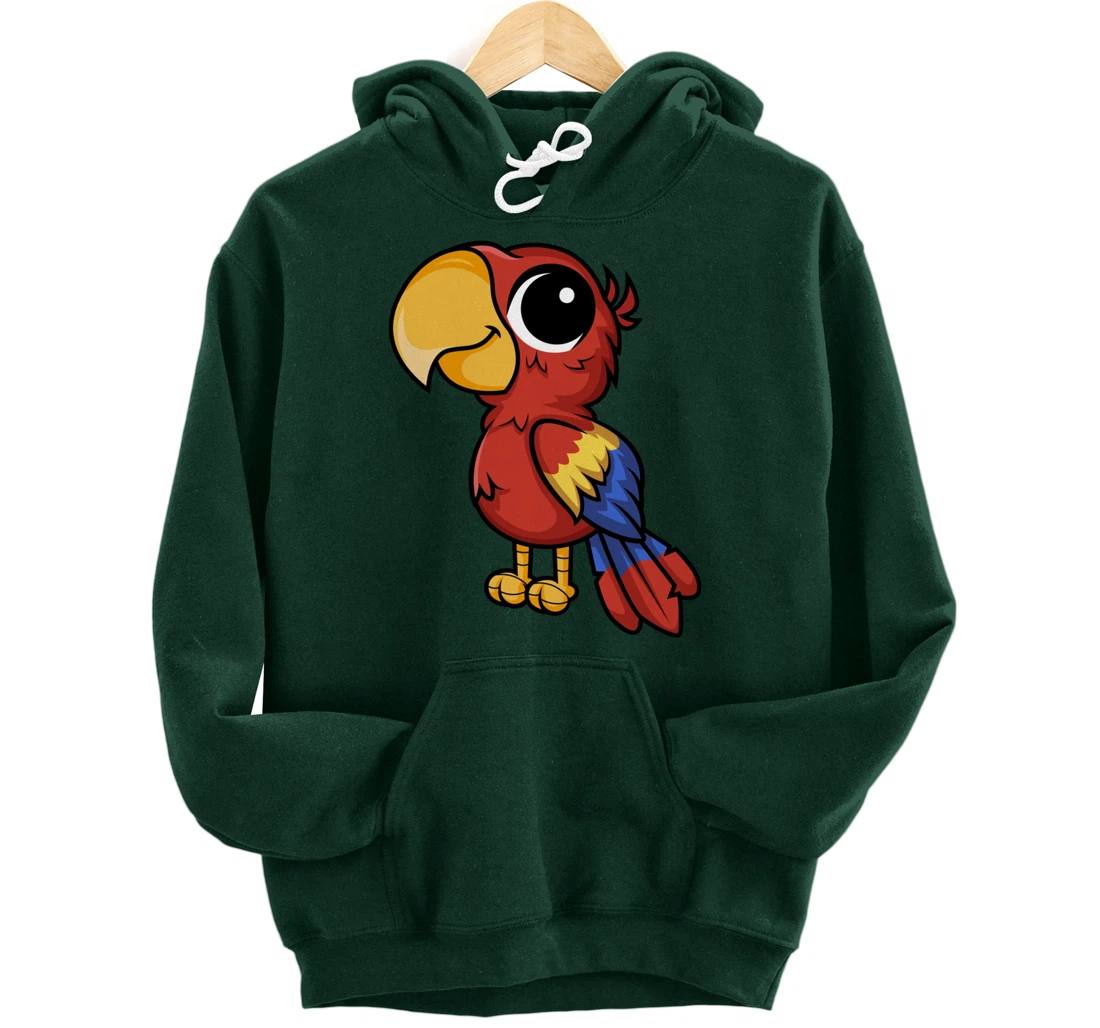 Macaw Parrot Anime Chibi Kawaii Japanese Funny Design Pullover Hoodie