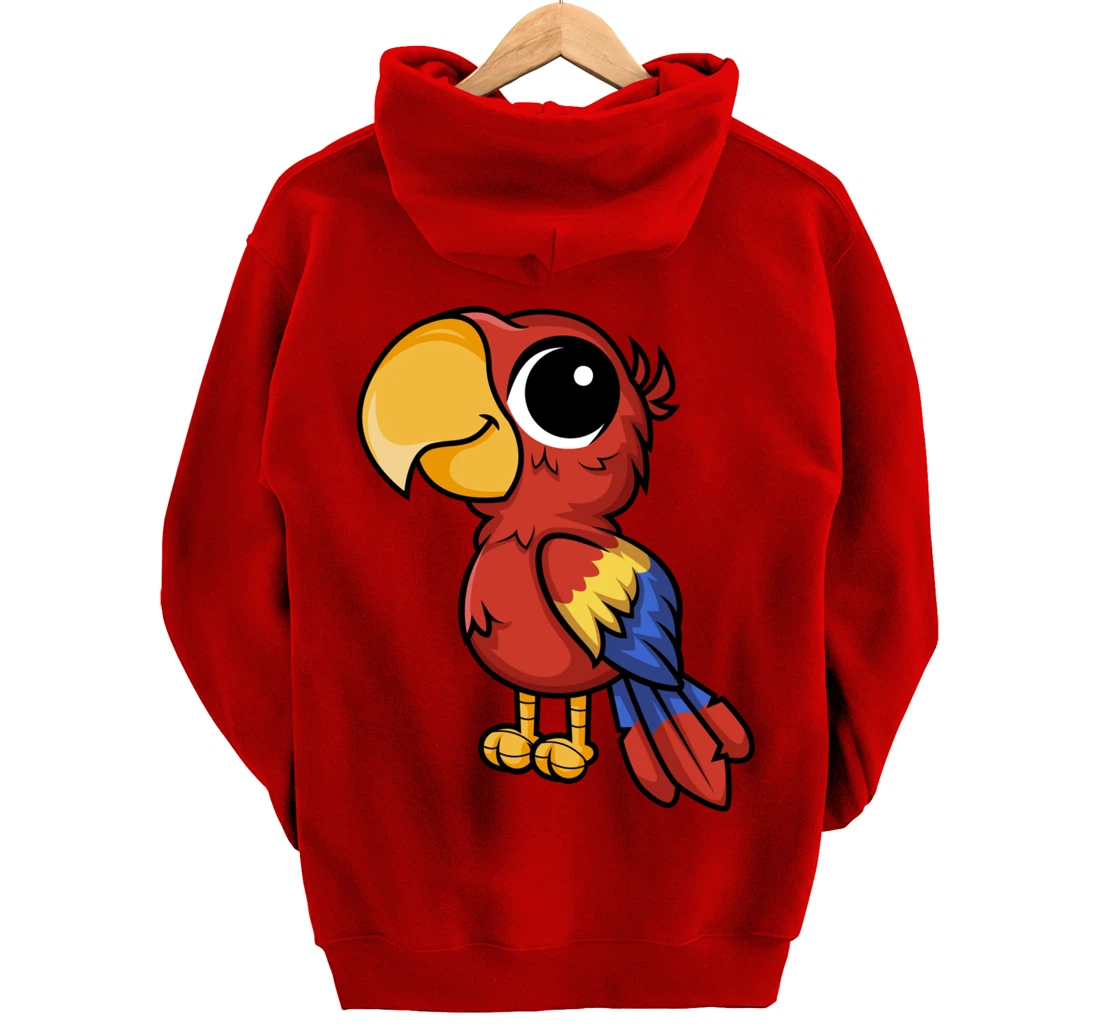 Macaw Parrot Anime Chibi Kawaii Japanese Funny Design Pullover Hoodie