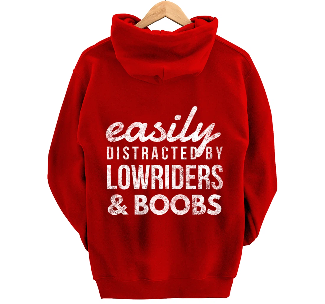 Lowriders & Boobs Funny Car Enthusiast Gift Girls and Cars Pullover Hoodie