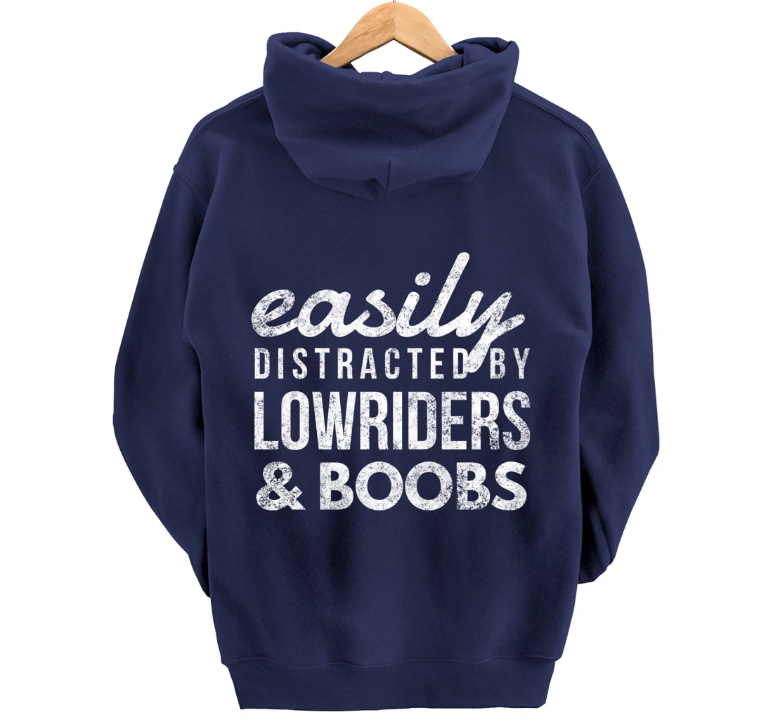 Lowriders & Boobs Funny Car Enthusiast Gift Girls and Cars Pullover Hoodie