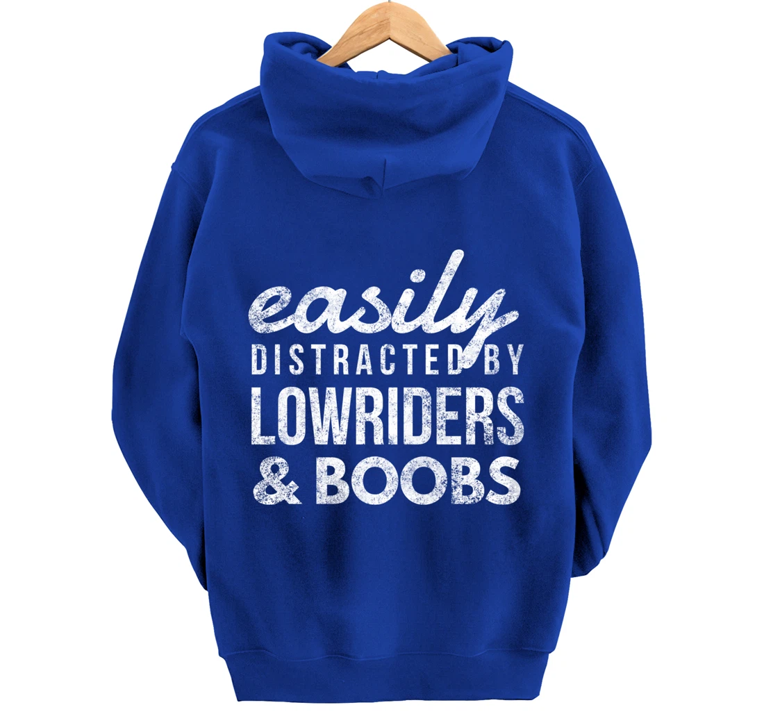 Lowriders & Boobs Funny Car Enthusiast Gift Girls and Cars Pullover Hoodie