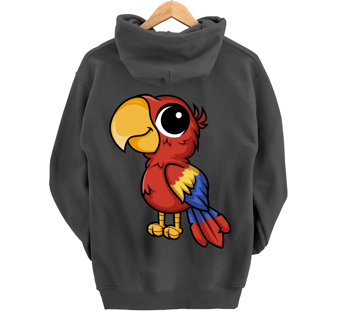 Macaw Parrot Anime Chibi Kawaii Japanese Funny Design Pullover Hoodie