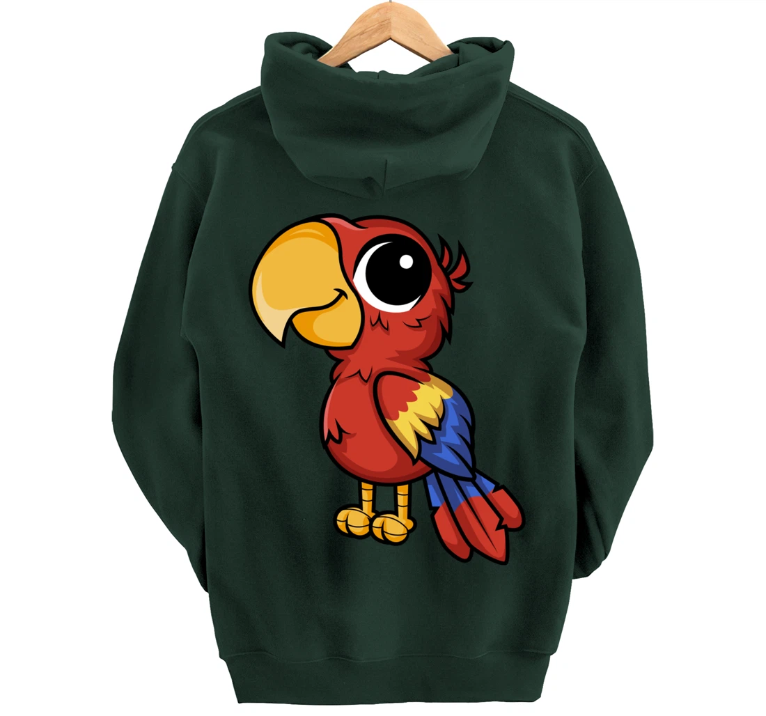 Macaw Parrot Anime Chibi Kawaii Japanese Funny Design Pullover Hoodie
