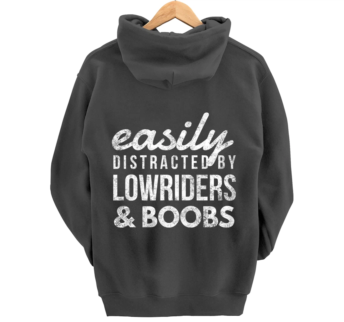 Lowriders & Boobs Funny Car Enthusiast Gift Girls and Cars Pullover Hoodie