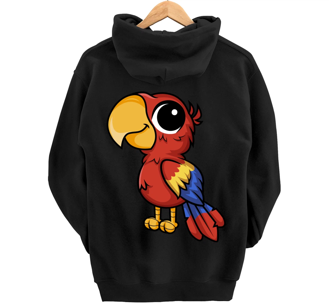 Macaw Parrot Anime Chibi Kawaii Japanese Funny Design Pullover Hoodie