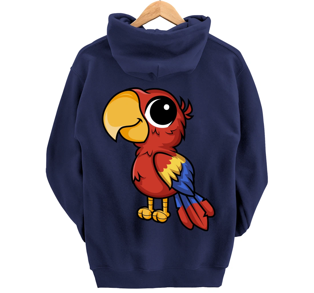 Macaw Parrot Anime Chibi Kawaii Japanese Funny Design Pullover Hoodie