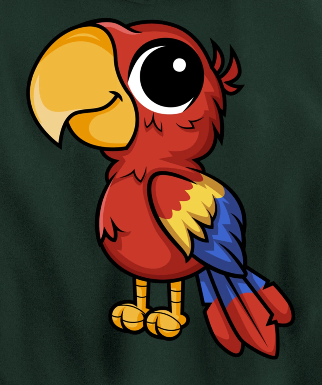 Macaw Parrot Anime Chibi Kawaii Japanese Funny Design Pullover Hoodie