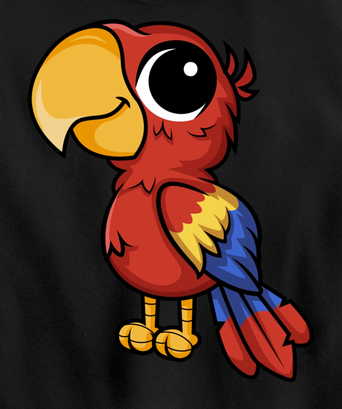 Macaw Parrot Anime Chibi Kawaii Japanese Funny Design Pullover Hoodie