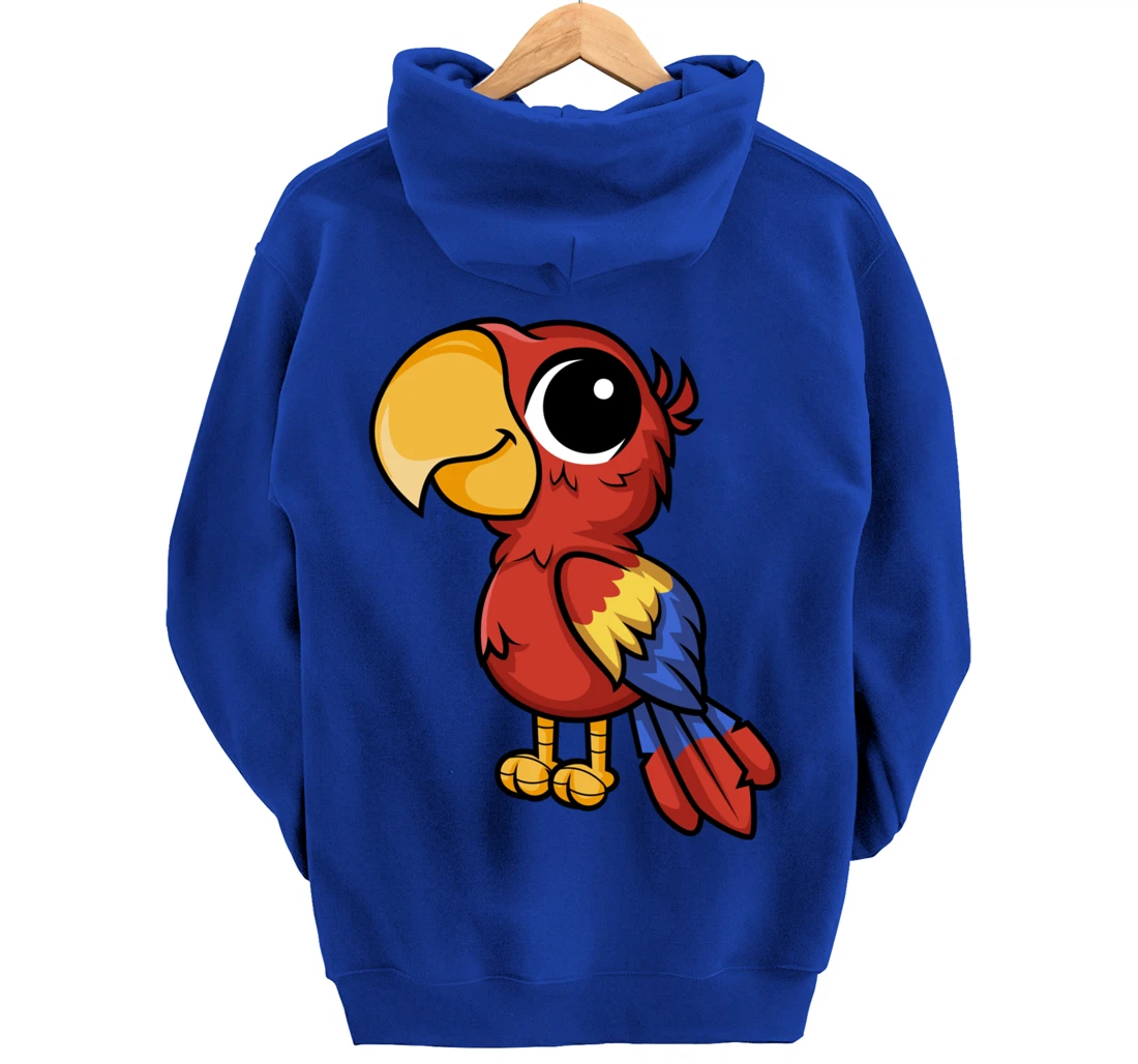Macaw Parrot Anime Chibi Kawaii Japanese Funny Design Pullover Hoodie