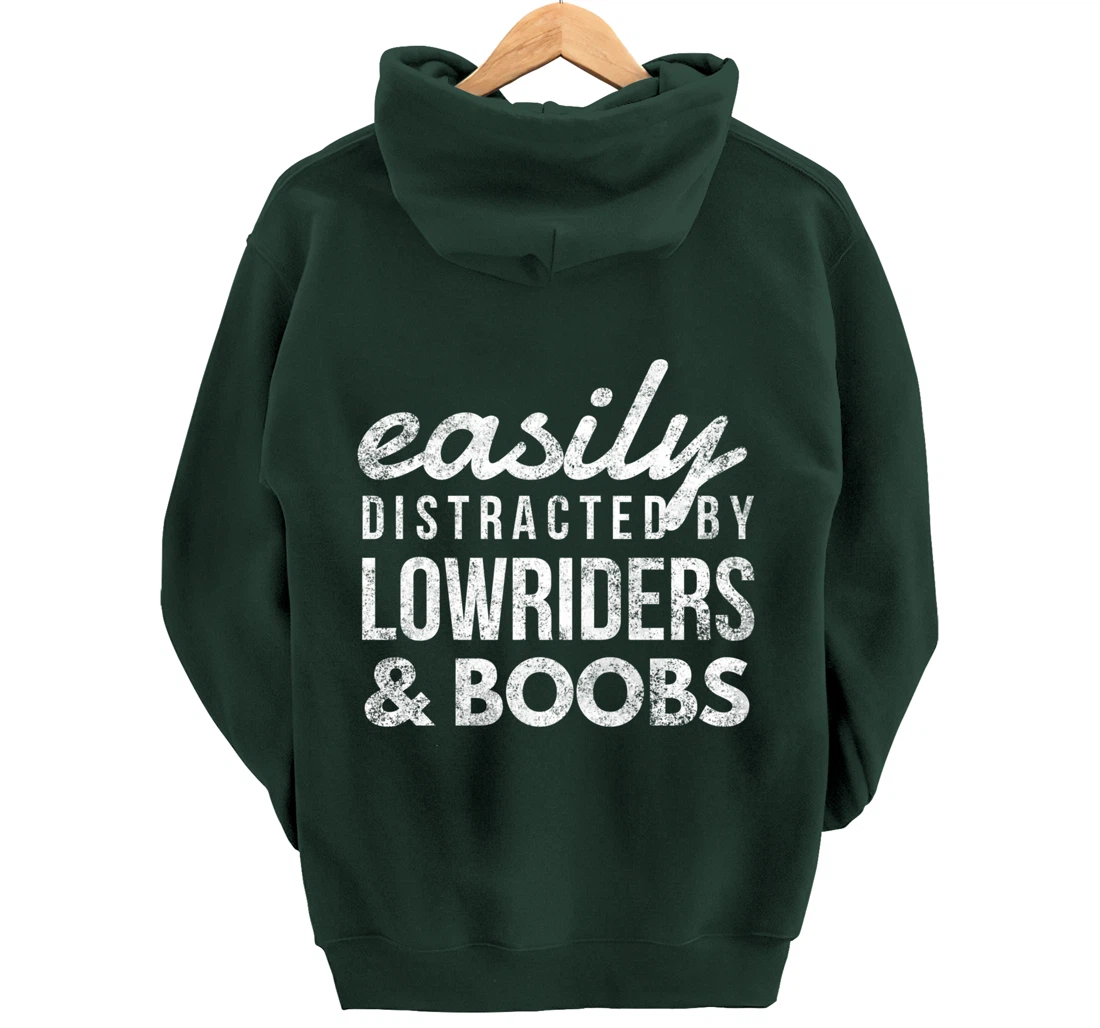 Lowriders & Boobs Funny Car Enthusiast Gift Girls and Cars Pullover Hoodie