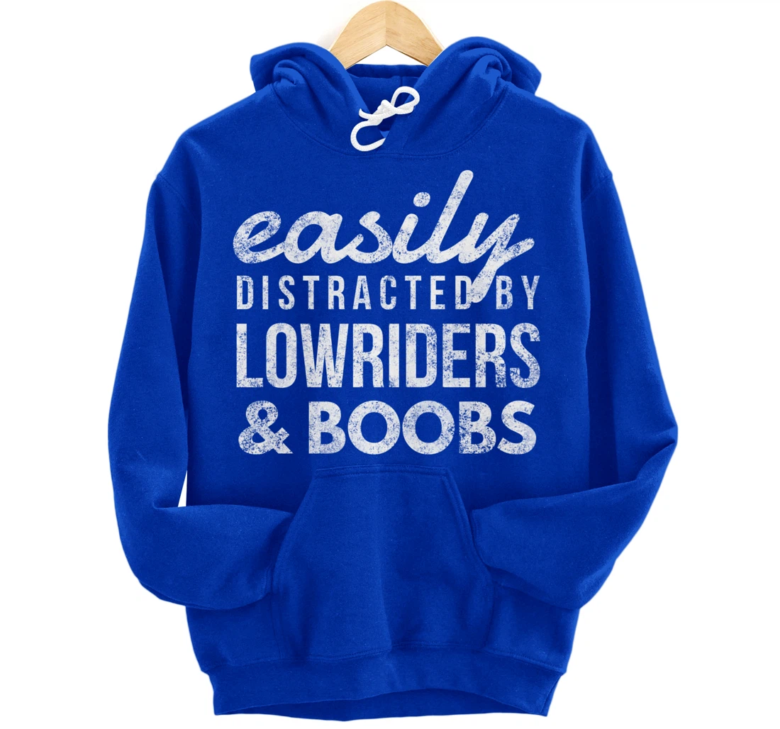 Lowriders & Boobs Funny Car Enthusiast Gift Girls and Cars Pullover Hoodie