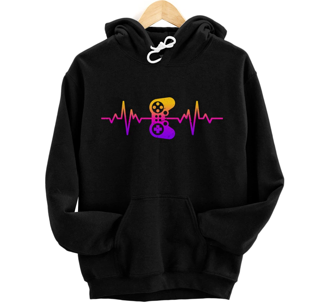 Heartbeat Gamer / Video Game Controller Nerdy Gamer Gift Pullover Hoodie