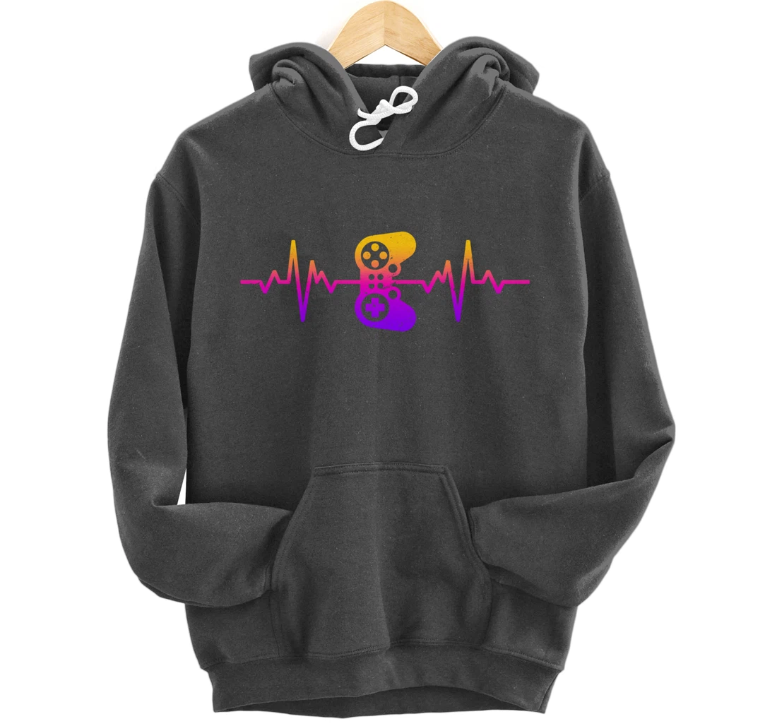 Heartbeat Gamer / Video Game Controller Nerdy Gamer Gift Pullover Hoodie