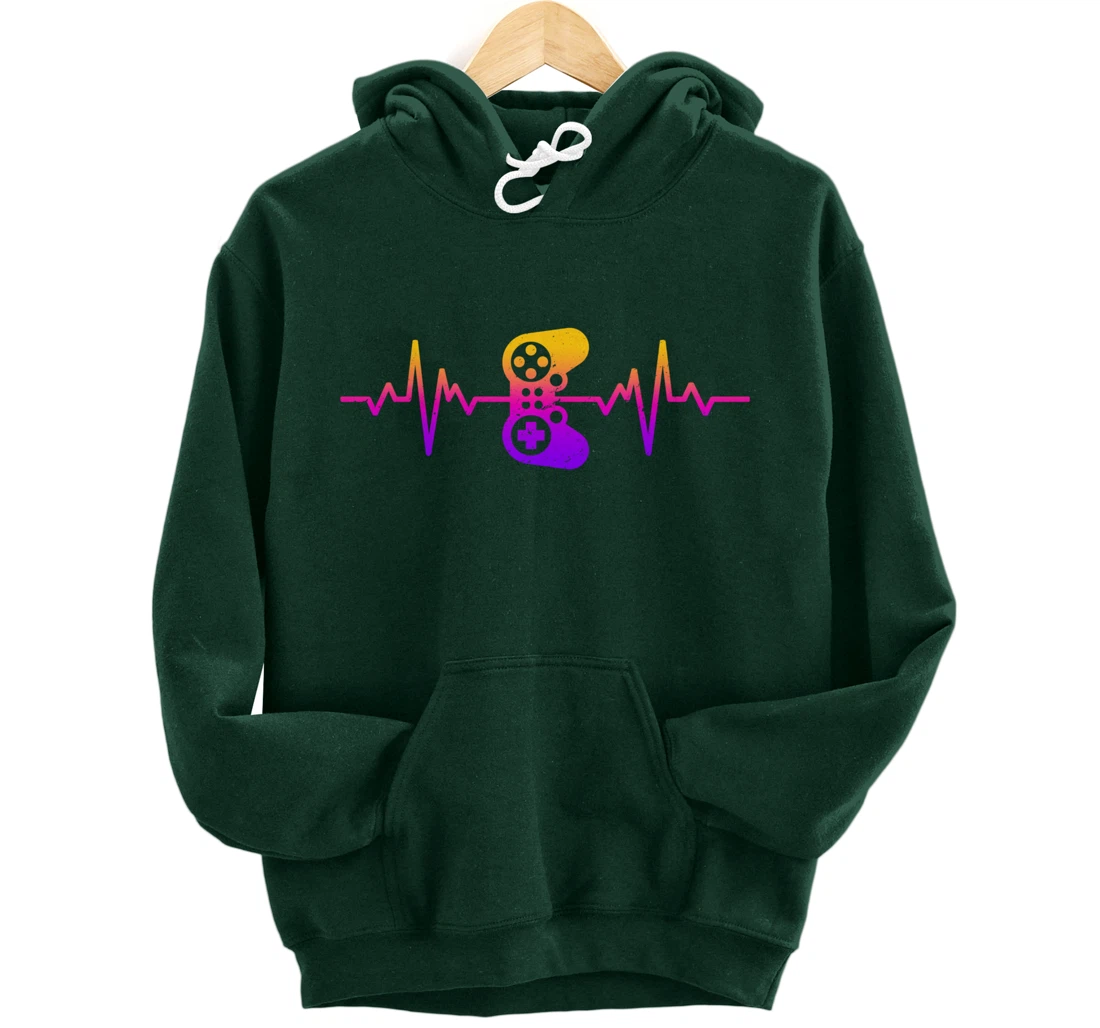 Heartbeat Gamer / Video Game Controller Nerdy Gamer Gift Pullover Hoodie