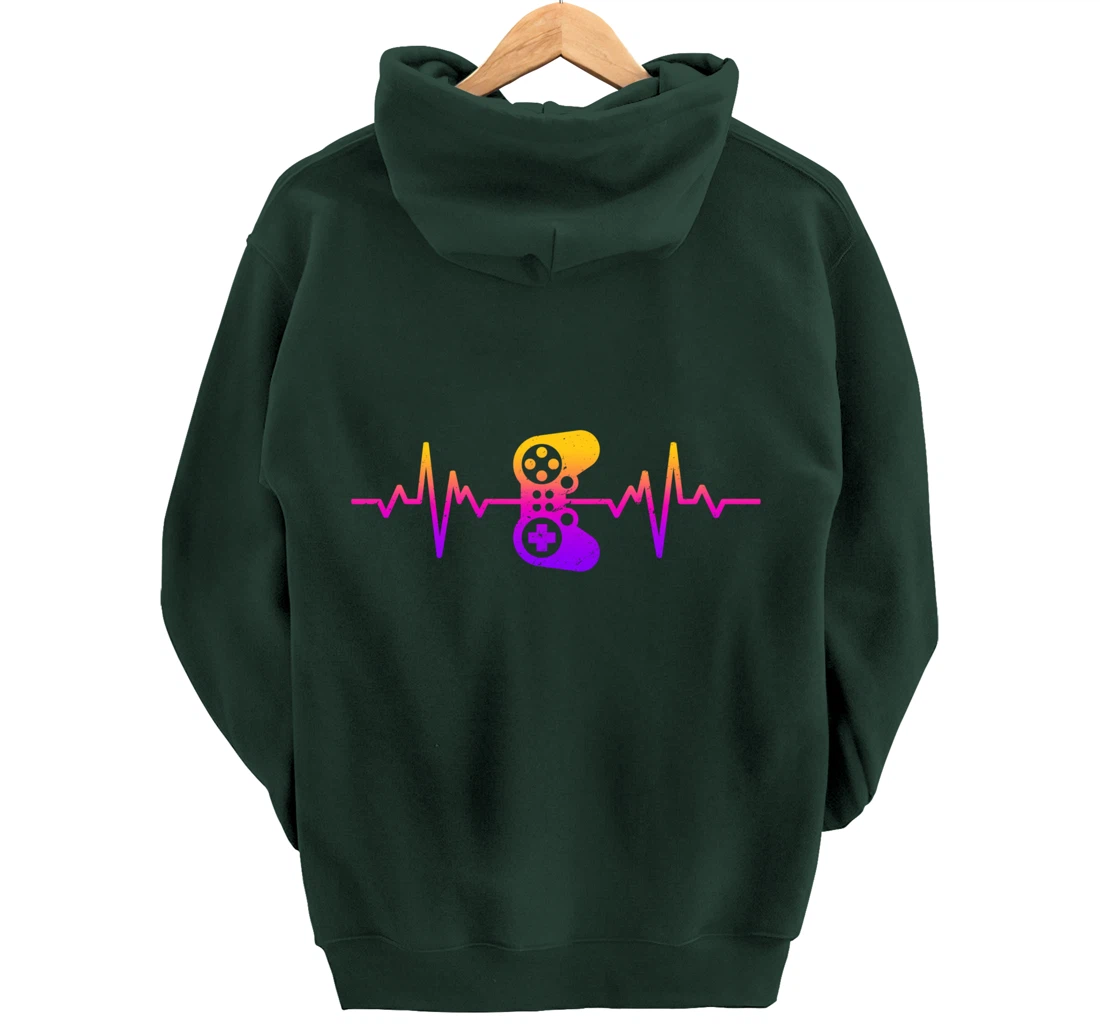 Heartbeat Gamer / Video Game Controller Nerdy Gamer Gift Pullover Hoodie