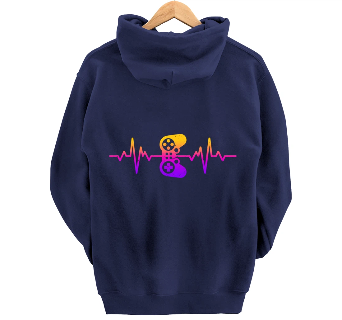 Heartbeat Gamer / Video Game Controller Nerdy Gamer Gift Pullover Hoodie