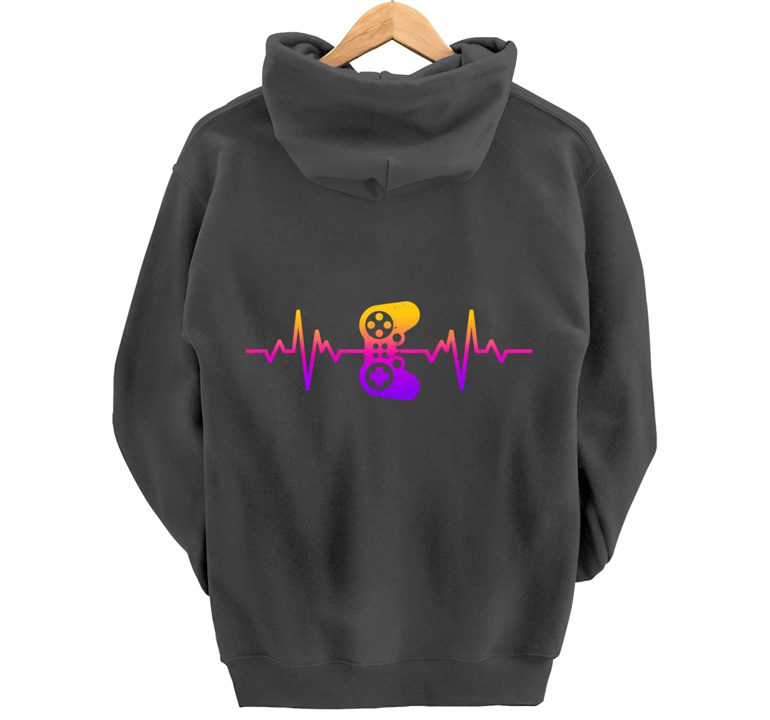 Heartbeat Gamer / Video Game Controller Nerdy Gamer Gift Pullover Hoodie