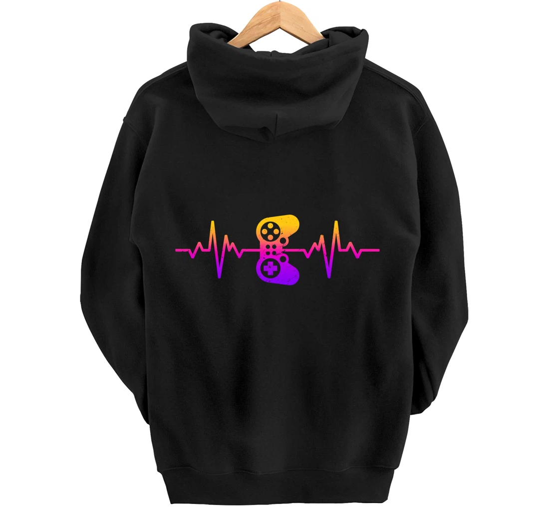 Heartbeat Gamer / Video Game Controller Nerdy Gamer Gift Pullover Hoodie