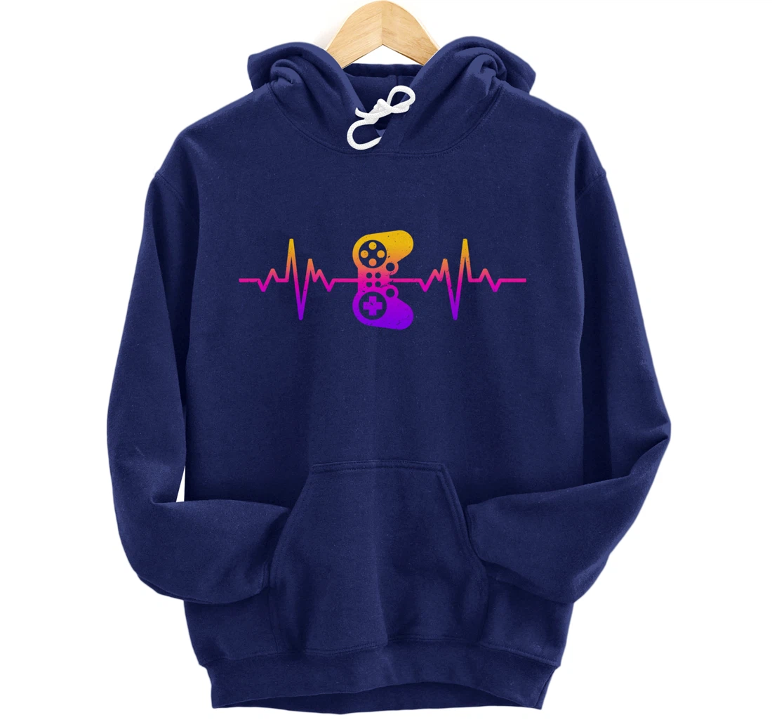 Heartbeat Gamer / Video Game Controller Nerdy Gamer Gift Pullover Hoodie