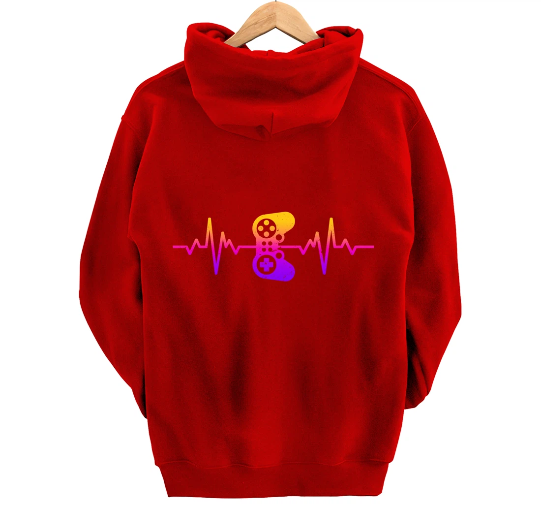 Heartbeat Gamer / Video Game Controller Nerdy Gamer Gift Pullover Hoodie