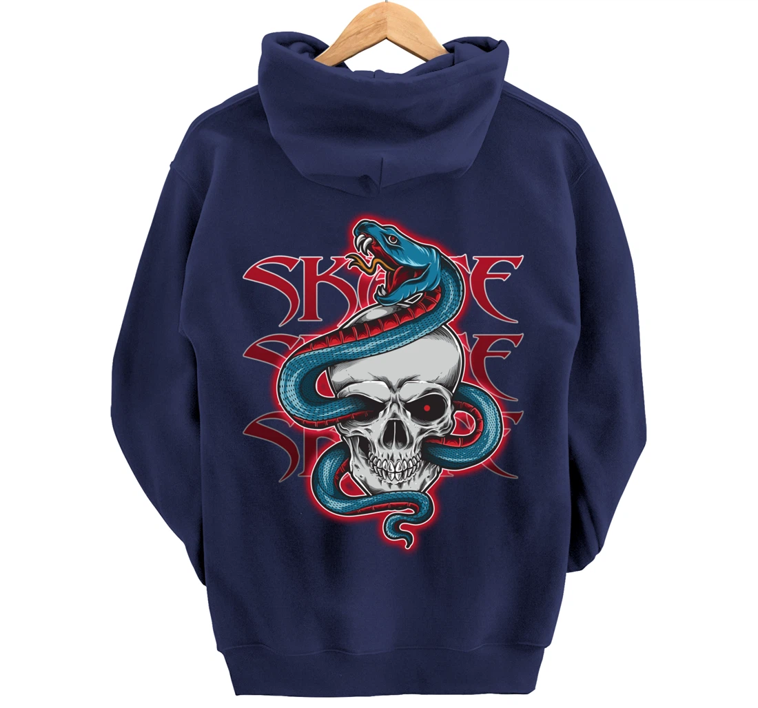 Skateboard Skate Skull & Snake Design Pullover Hoodie