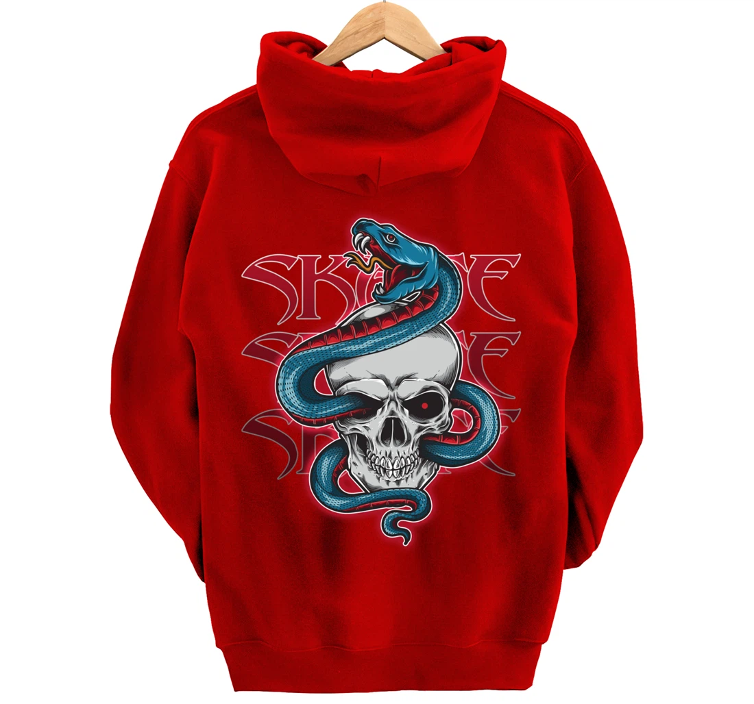 Skateboard Skate Skull & Snake Design Pullover Hoodie