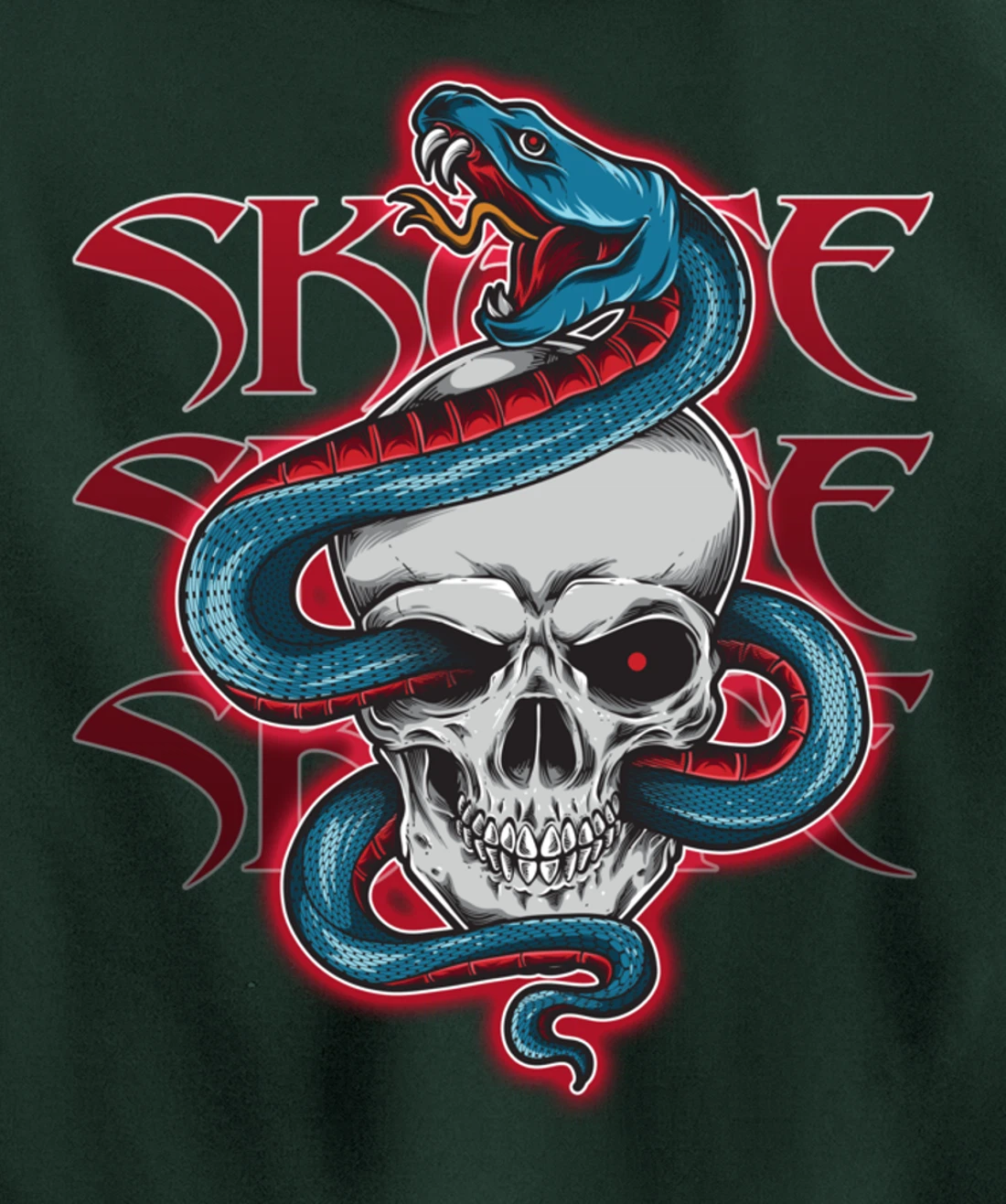 Skateboard Skate Skull & Snake Design Pullover Hoodie