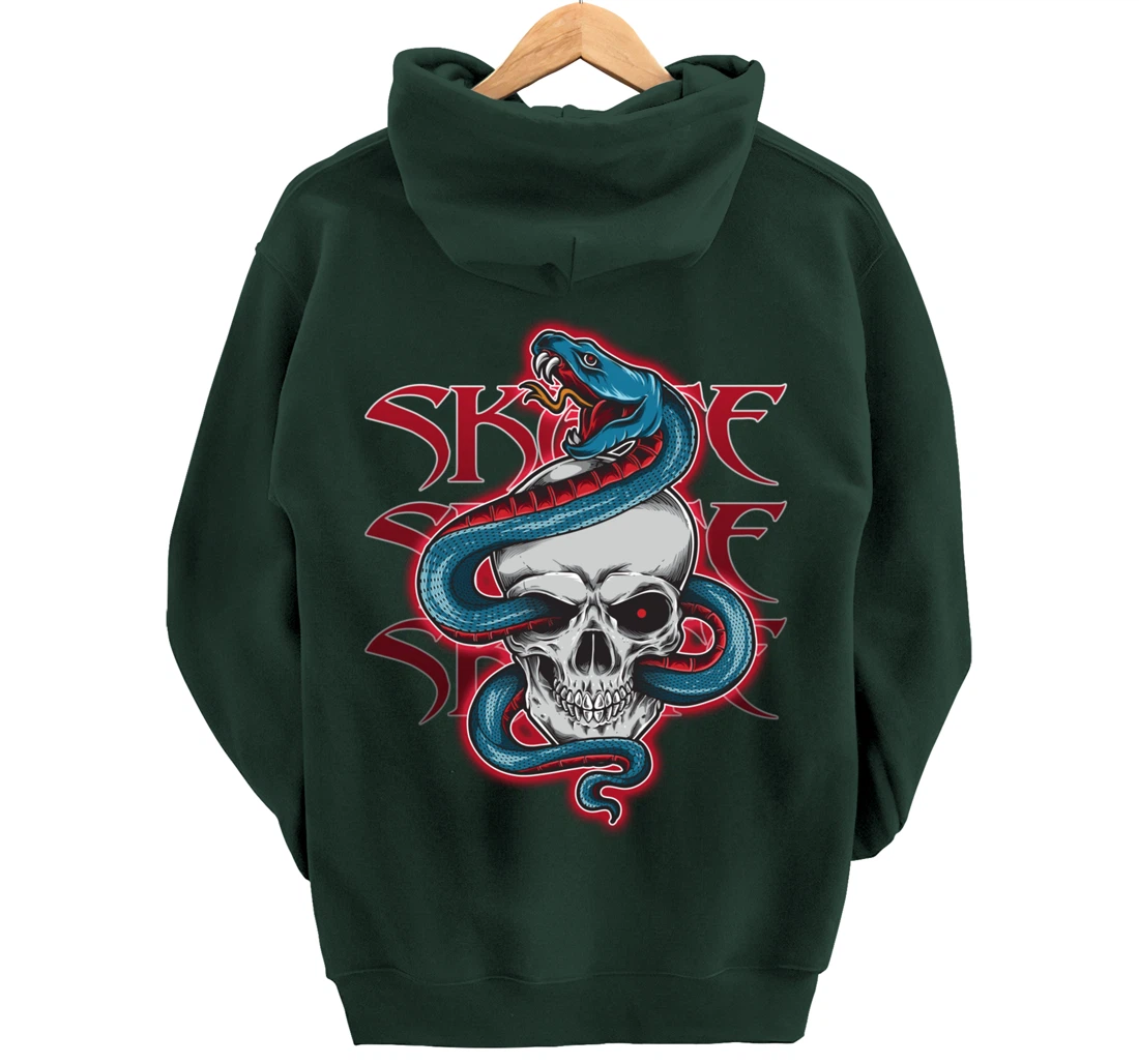 Skateboard Skate Skull & Snake Design Pullover Hoodie