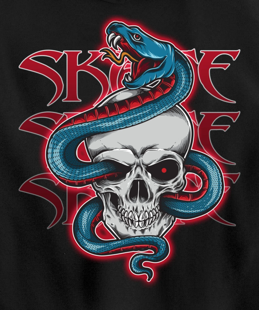 Skateboard Skate Skull & Snake Design Pullover Hoodie