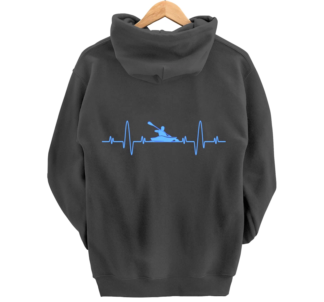 Funny Kayaking Heartbeat Shirt - Cool Canoe Boating Kayaks Pullover Hoodie