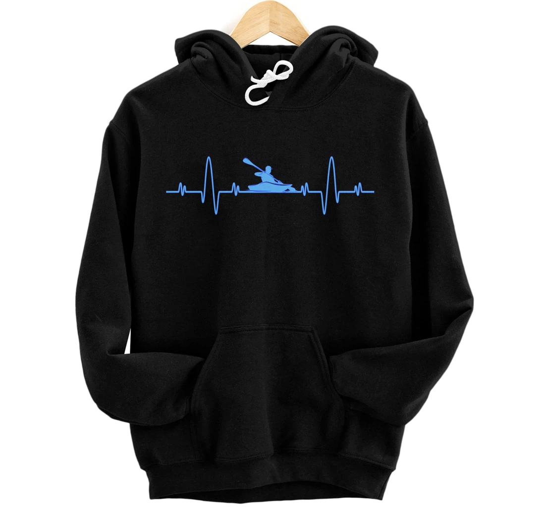 Funny Kayaking Heartbeat Shirt - Cool Canoe Boating Kayaks Pullover Hoodie