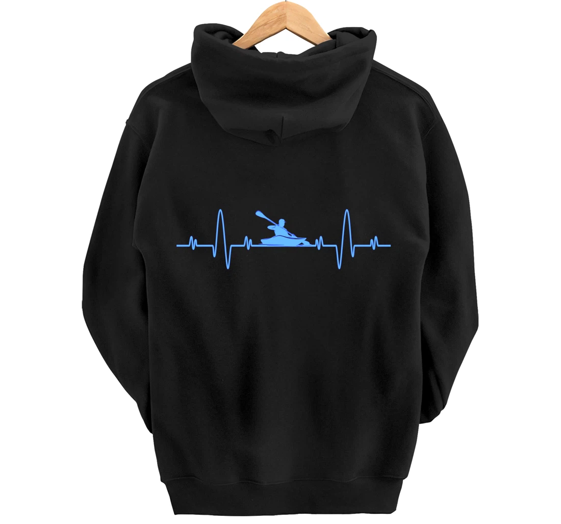 Funny Kayaking Heartbeat Shirt - Cool Canoe Boating Kayaks Pullover Hoodie