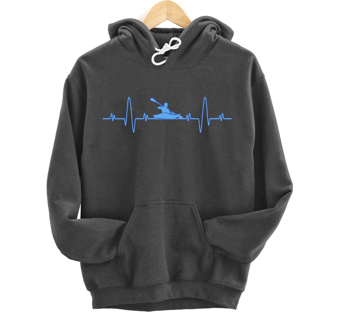 Funny Kayaking Heartbeat Shirt - Cool Canoe Boating Kayaks Pullover Hoodie