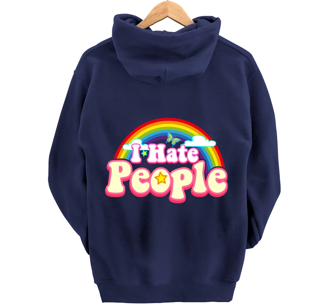I Hate People - Rainbow Theme Funny Introvert Pullover Hoodie