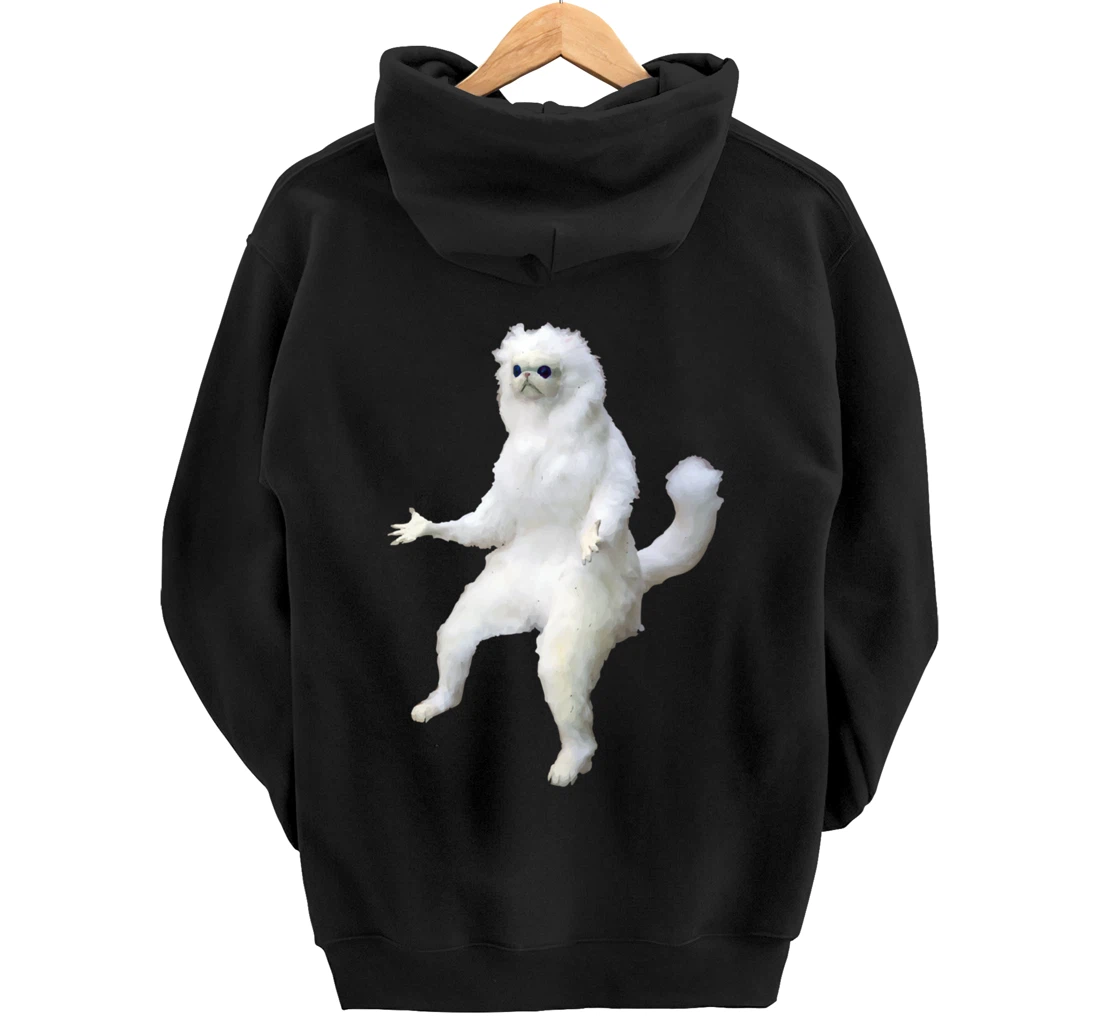 Persian Cat Room Guardian Bad Taxidermy Funny Pullover Hoodie
