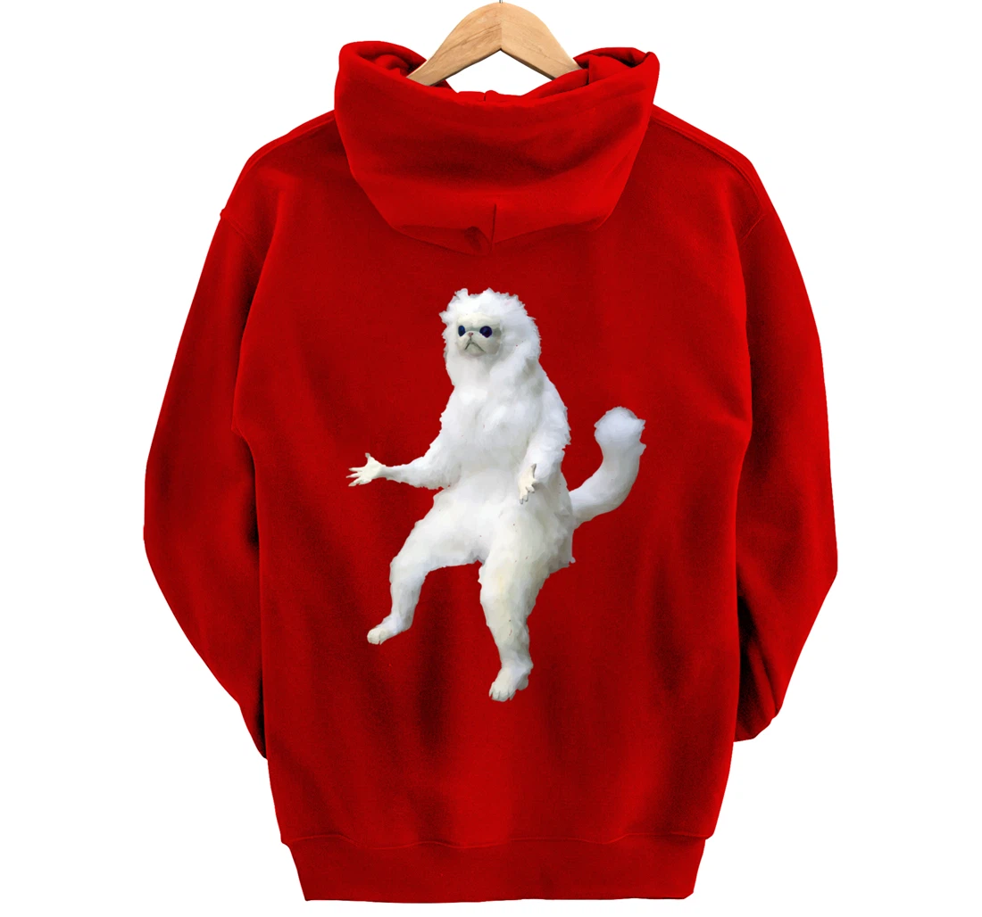 Persian Cat Room Guardian Bad Taxidermy Funny Pullover Hoodie