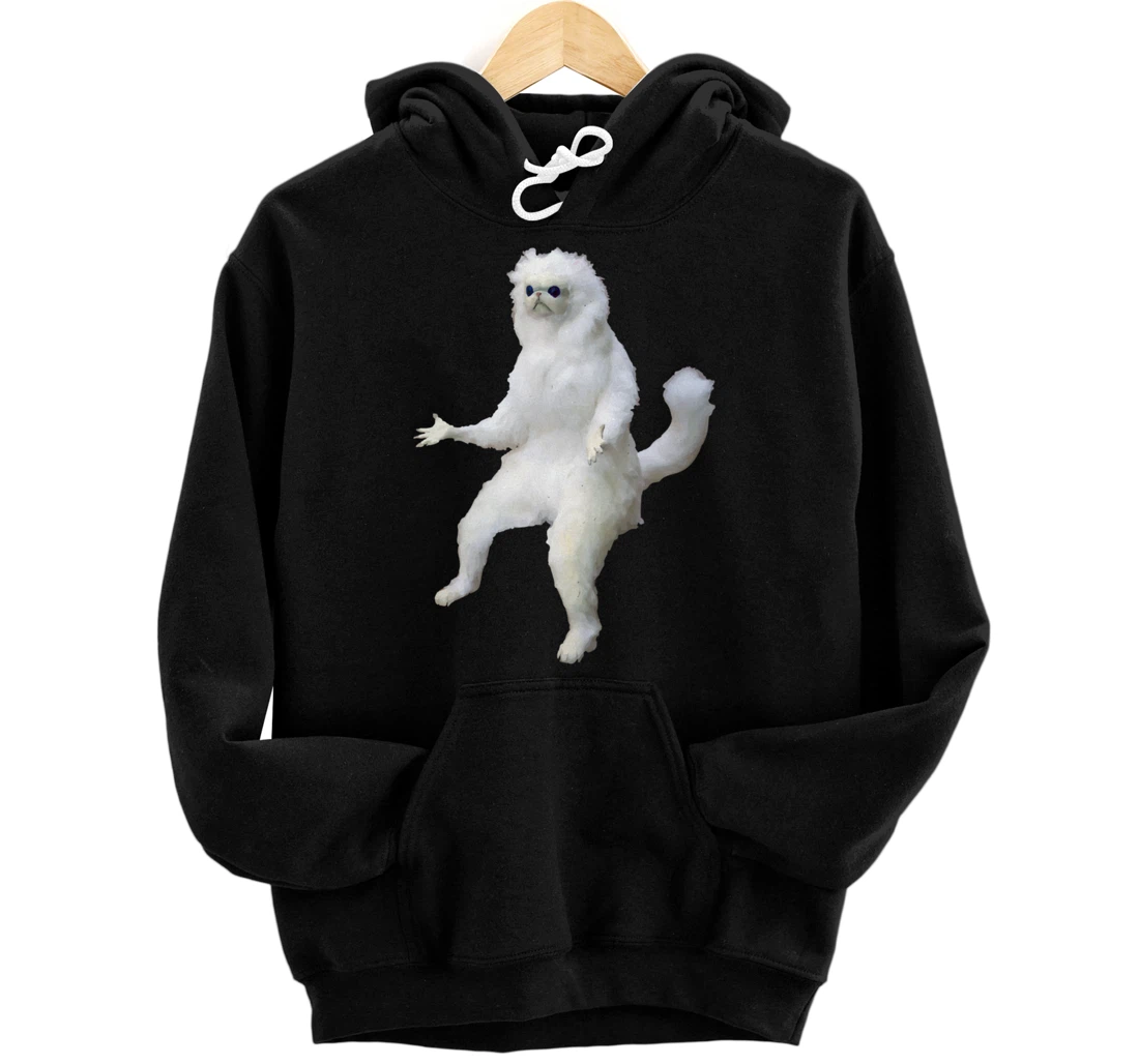 Persian Cat Room Guardian Bad Taxidermy Funny Pullover Hoodie